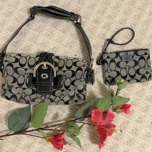 Coach Monogram Canvas Leather Hobo bag & wristlet